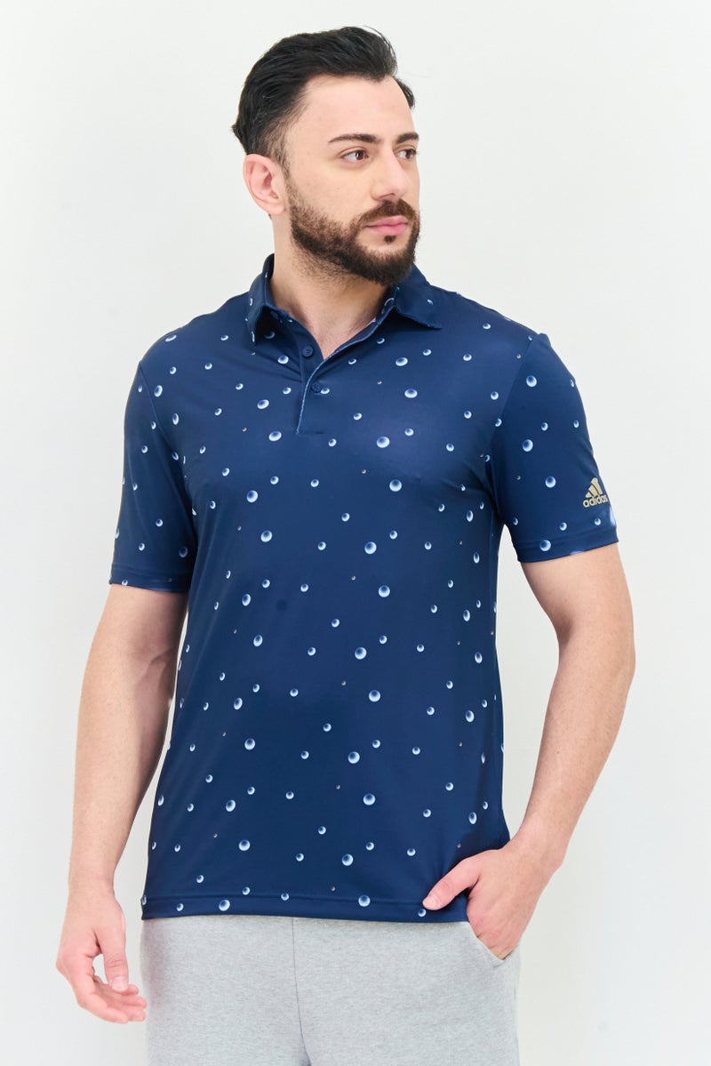 Adidas Men Sportswear Fit Short Sleeve All Over Print Golf Polo Shirt, Multicolor  - Image 1