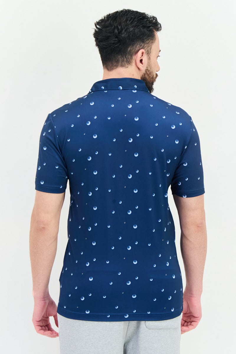 Adidas Men Sportswear Fit Short Sleeve All Over Print Golf Polo Shirt, Multicolor  - Image 3