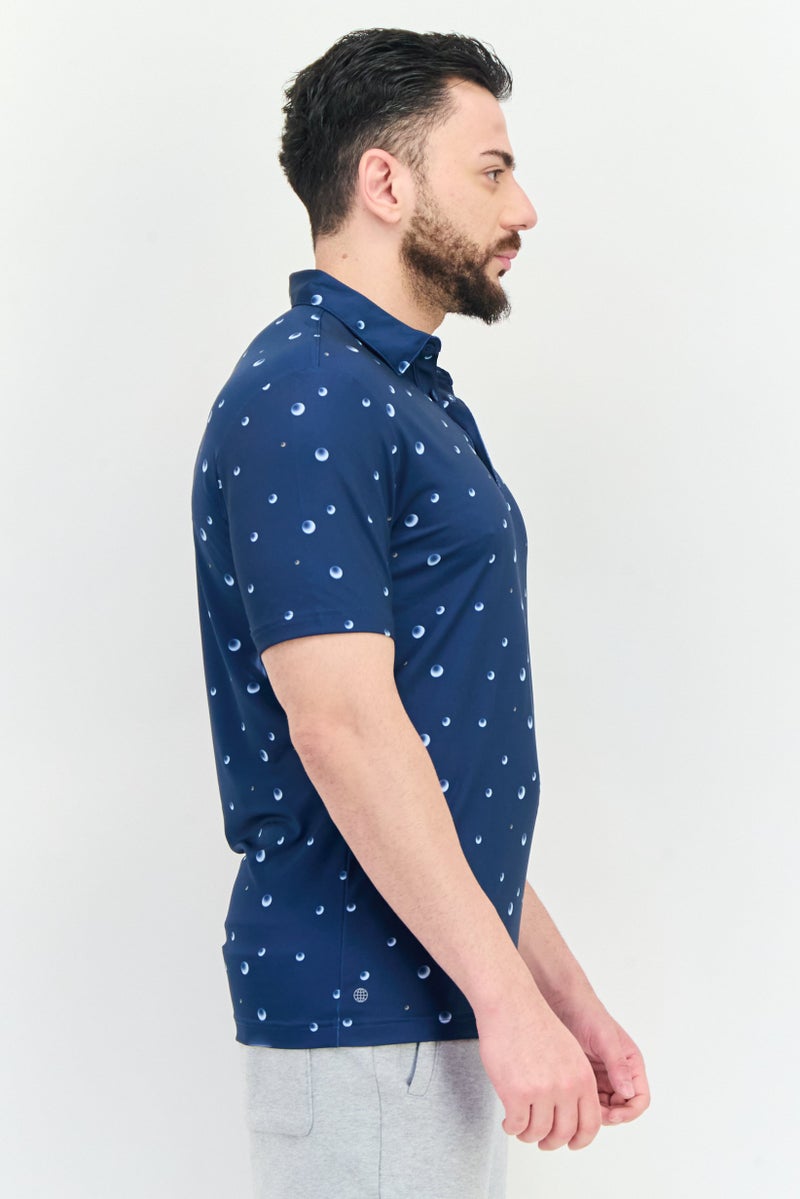 Adidas Men Sportswear Fit Short Sleeve All Over Print Golf Polo Shirt, Multicolor  - Image 4