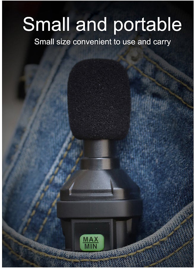 HT64 Sound Level Meter Portable Decibel Meter A-Weighted Noise Detector 30-130dB Mini Decibel Monitoring Device High Accuracy Sound Level Meter Digital Display