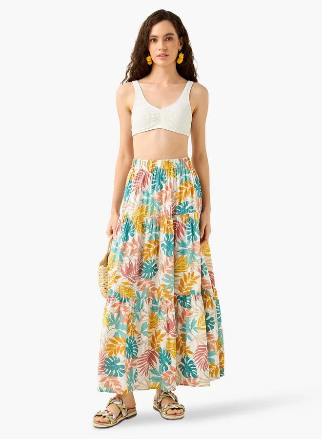 Splash FAV Printed Maxi Skirt with Elasticated Waistband
