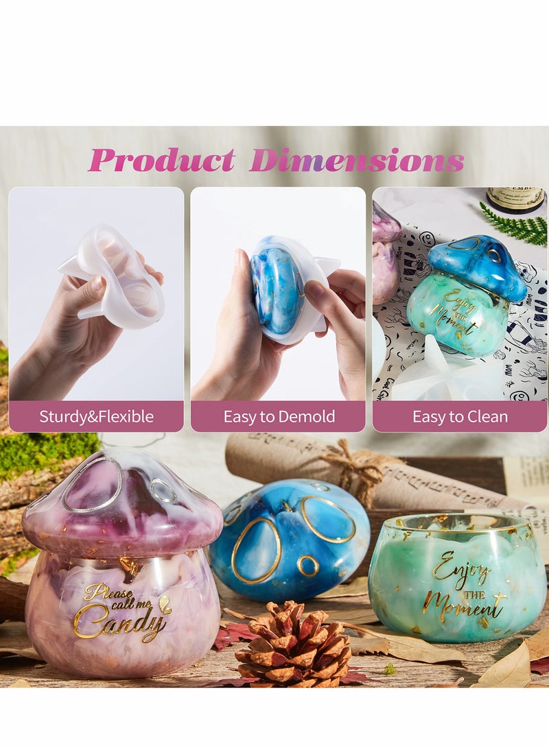 Excefore Jar Resin Molds Silicone Mushroom Jars with Lid, for Storage Box, Candy Jewelry Container, Home Decoration, DIY Epoxy Casting Craft  - Image 2