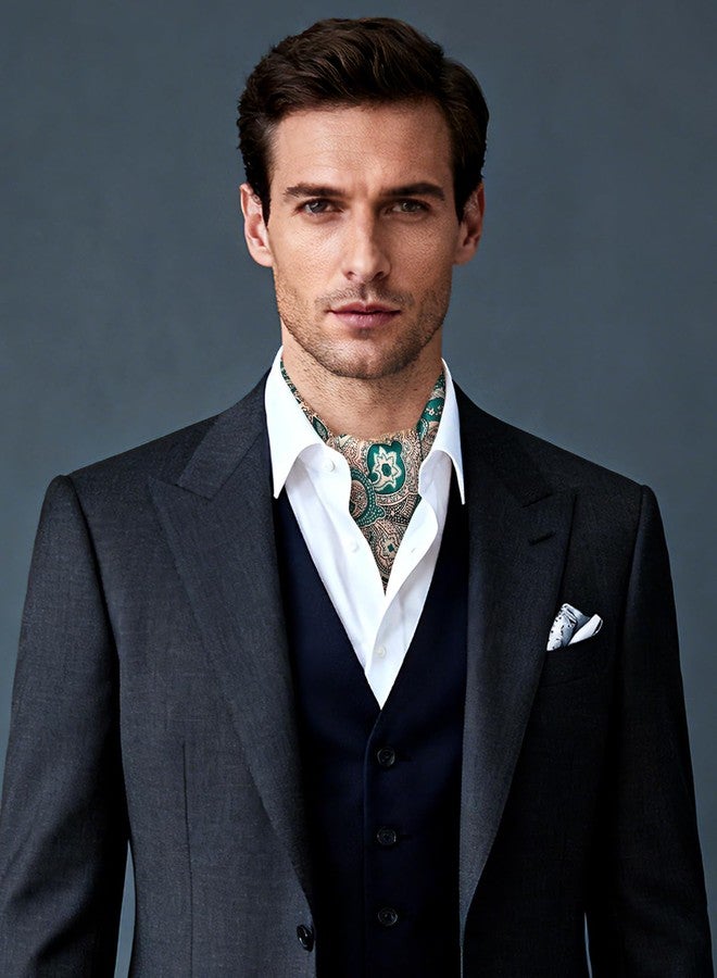 جيرينلي منديل رجالي أنيق من جيرينلي، مزين بنقشة بيزلي، مصنوع من الساتان، بتصميم مربع أنيق. - Image 5