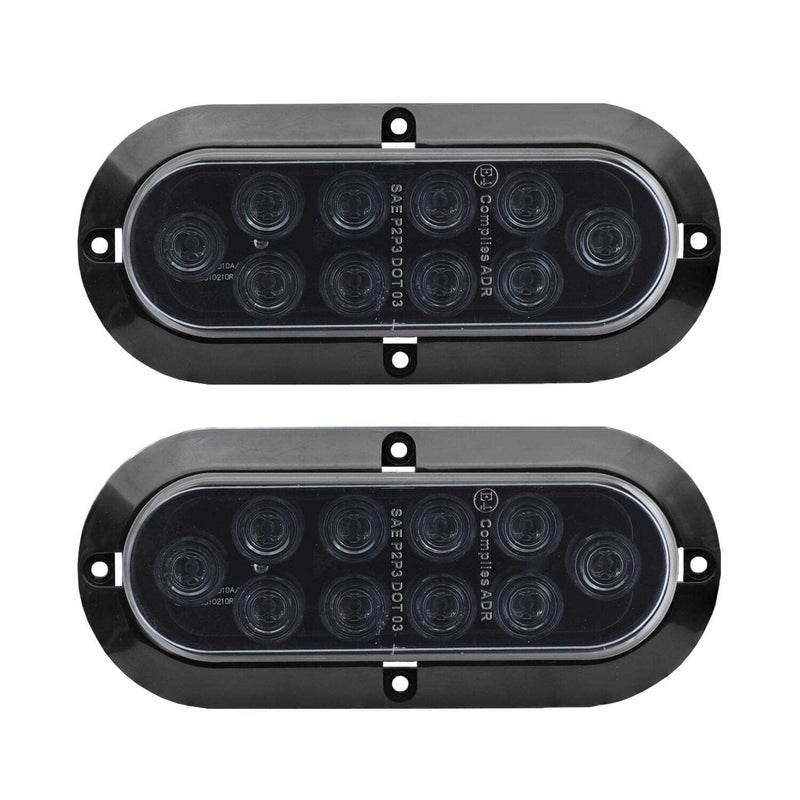 TMH 6" Oval Smoked Lens/Red LED Trailer Tail Light Surface Mount 10 LED Waterproof Stop Brake Turn Trailer Lights for Truck RV Bus Lorry Low-High Brightness 12V DC, 2PCS - Image 2