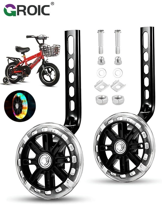GROIC 1 Pair Training Wheels for Bike, Kids' Bicycle Training Wheels Flash Mute Heavy Duty Rear Wheel with Stabilizers Mounted (for 12 14 16 18 20 inch Kids Bike) Flash Mute Big Bicycle Wheel  - Image 1