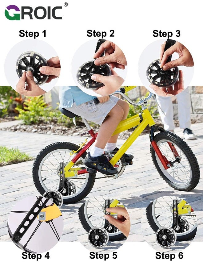 GROIC 1 Pair Training Wheels for Bike, Kids' Bicycle Training Wheels Flash Mute Heavy Duty Rear Wheel with Stabilizers Mounted (for 12 14 16 18 20 inch Kids Bike) Flash Mute Big Bicycle Wheel  - Image 4
