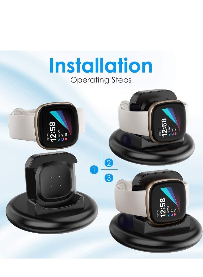 شاحن متوافق مع ساعة Fitbit Sense/Versa 3، قاعدة شحن مضادة للانزلاق، كابل بديل، محطة مع ملحقات سلك بطول 100 سم، حامل قاعدة لساعة Sense/Versa 3 الذكية - Image 4