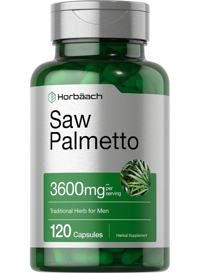 Horbaach Men's Saw Palmetto Extract Gluten-free Supplement (3600mg, 120 Capsules)