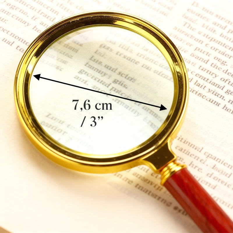 Zeno Magnifying Glass 90mm â€“ Handheld Glass Lens Magnifier with Wooden Handle â€“ Large Strong Magnifier for Reading, Crafts & Hobbies â€“ Zoom x 10, Classic Detective Style Inspired by Sherlock Holmes - ZENO - Image 3