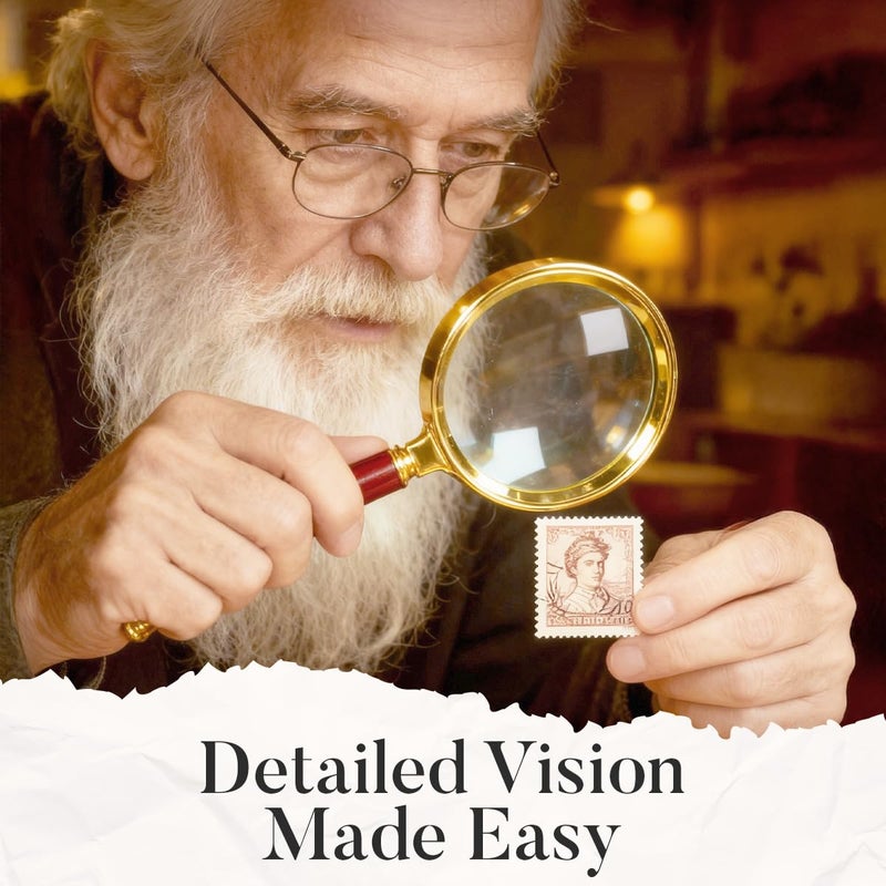 Zeno Magnifying Glass 90mm â€“ Handheld Glass Lens Magnifier with Wooden Handle â€“ Large Strong Magnifier for Reading, Crafts & Hobbies â€“ Zoom x 10, Classic Detective Style Inspired by Sherlock Holmes - ZENO - Image 4