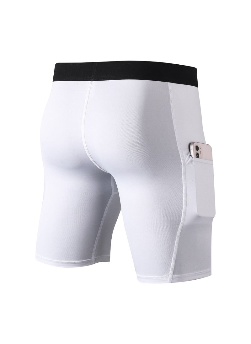 Loquat Men Quick Dry Breathable Elastic Shorts White  - Image 2