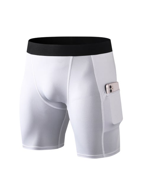 Men Quick Dry Breathable Elastic Shorts White