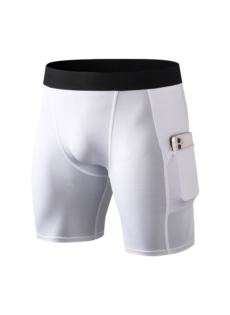 Loquat Men Quick Dry Breathable Elastic Shorts White  - Image 1