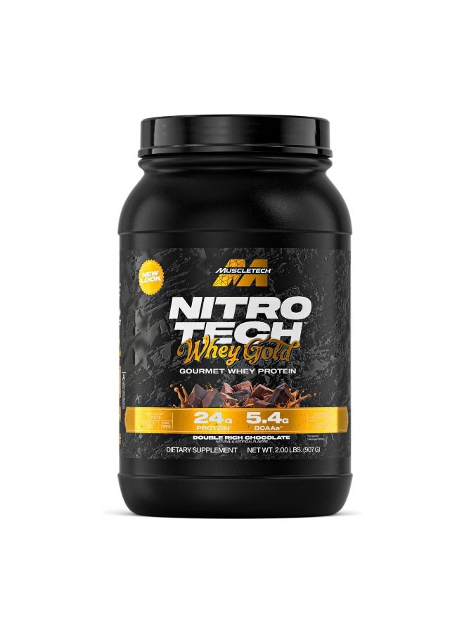 MuscleTech Nitro-Tech 100% Whey Gold Protein Powder, 24g Protein, 5.5g BCAAs, 4g Glutamine, Rapid Absorption, Double Rich Chocolate, 910g (2Lb), 28 Servings - Image 1