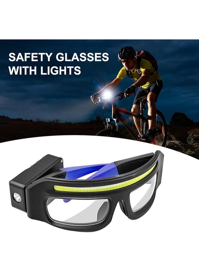 HUMJO LED Safety Glasses with Front Light & Side Flashlight, Rechargeable Hands-Free Work Light Goggles, COB Headlamp Safety Eyewear for Repair, Night Work, Cycling, Camping, Mechanic & Outdoor Use - Image 3