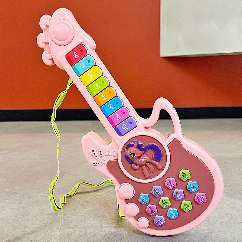 Multifunctional Musical Guitar Toy for Kids - Educational Electronic Keyboard, Cartoon Design, Wholesale