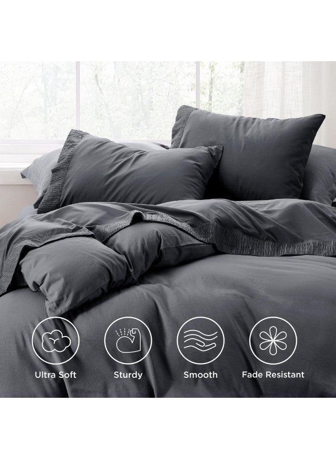 Bedsure Bedsure Cooling Bed Sheet Set Grey - Soft Sheets for California King Size Bed, 4 Pieces Hotel Luxury Easy Care Polyester Microfiber  - Image 2