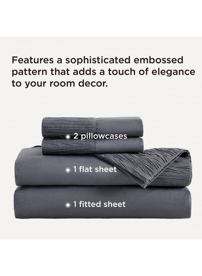 Bedsure Bedsure Cooling Bed Sheet Set Grey - Soft Sheets for California King Size Bed, 4 Pieces Hotel Luxury Easy Care Polyester Microfiber  - Image 1