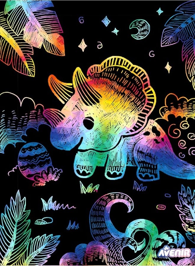 Scratch Book with Stencils - Dinosaur Theme, A Combination of Scratch Art and Stencils for Children Ages 3+, Arts and Crafts for Children, Green - Image 4