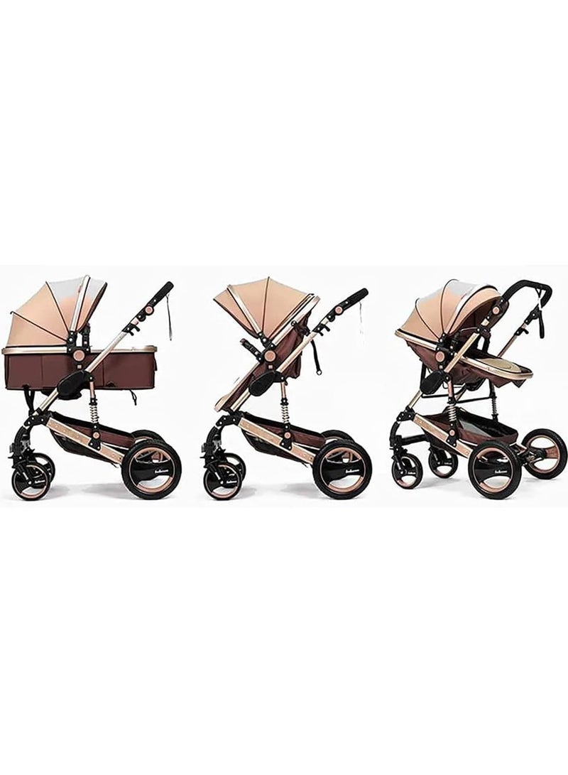 MONOGUE Baby Stroller 3-in-1 with Reversible Seat Convertible Infant to Toddler Travel System with Bassinet Adjustable Canopy, Shock Absorption Suitable for Newborn to 36 Months. - Image 3