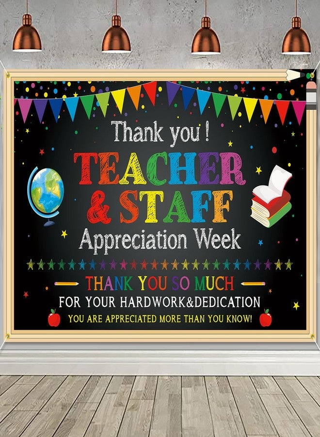 PTFNY Thank You Teachers Teacher Appreciation Week Backdrop Banner Decorations Teachers Staffs Appreciation Week Decorations Thank You Teachers Banner Photo Booth Props Background Decorations - Image 1