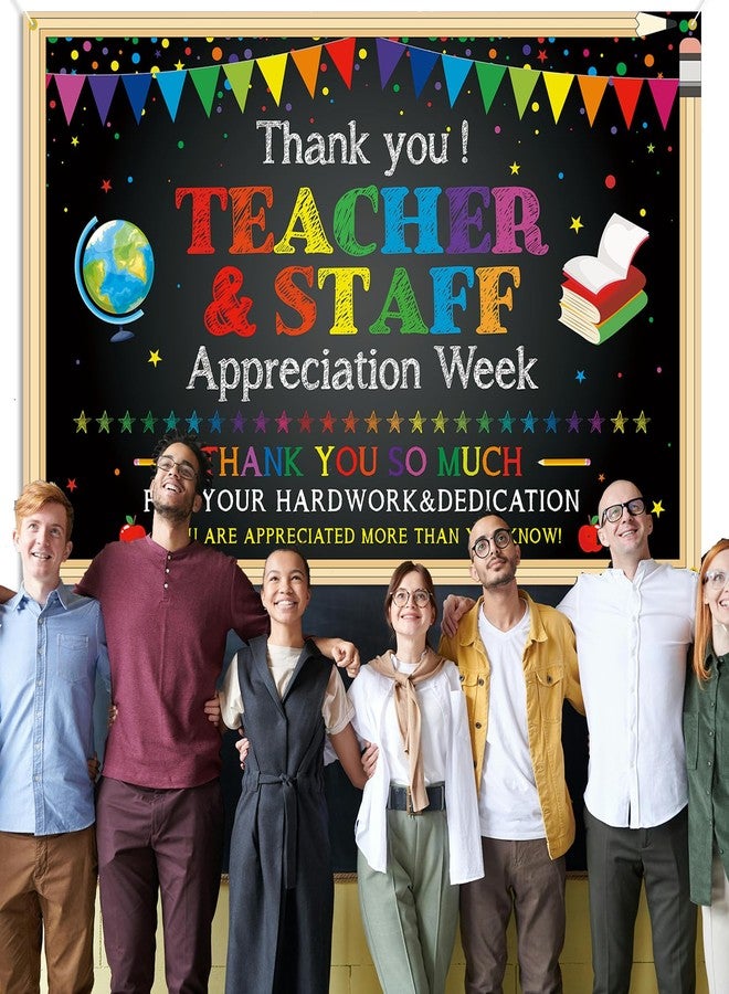 PTFNY Thank You Teachers Teacher Appreciation Week Backdrop Banner Decorations Teachers Staffs Appreciation Week Decorations Thank You Teachers Banner Photo Booth Props Background Decorations - Image 4