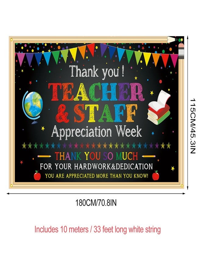 PTFNY Thank You Teachers Teacher Appreciation Week Backdrop Banner Decorations Teachers Staffs Appreciation Week Decorations Thank You Teachers Banner Photo Booth Props Background Decorations - Image 2
