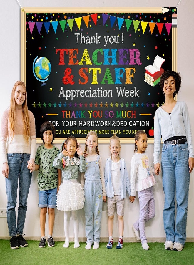 PTFNY Thank You Teachers Teacher Appreciation Week Backdrop Banner Decorations Teachers Staffs Appreciation Week Decorations Thank You Teachers Banner Photo Booth Props Background Decorations - Image 5