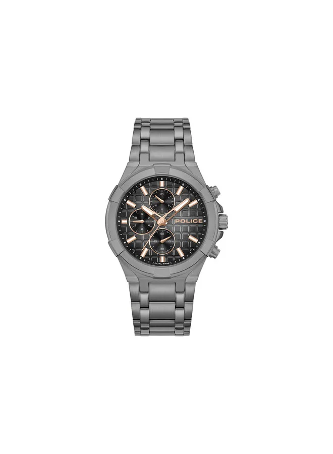 POLICE Guardian Black Dial Gunmetal Stainless Steel Bracelet Multifunction Watch for Men - 42mm