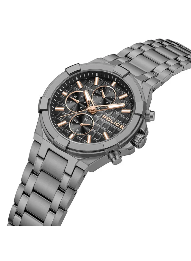 POLICE Guardian Black Dial Gunmetal Stainless Steel Bracelet Multifunction Watch for Men - 42mm