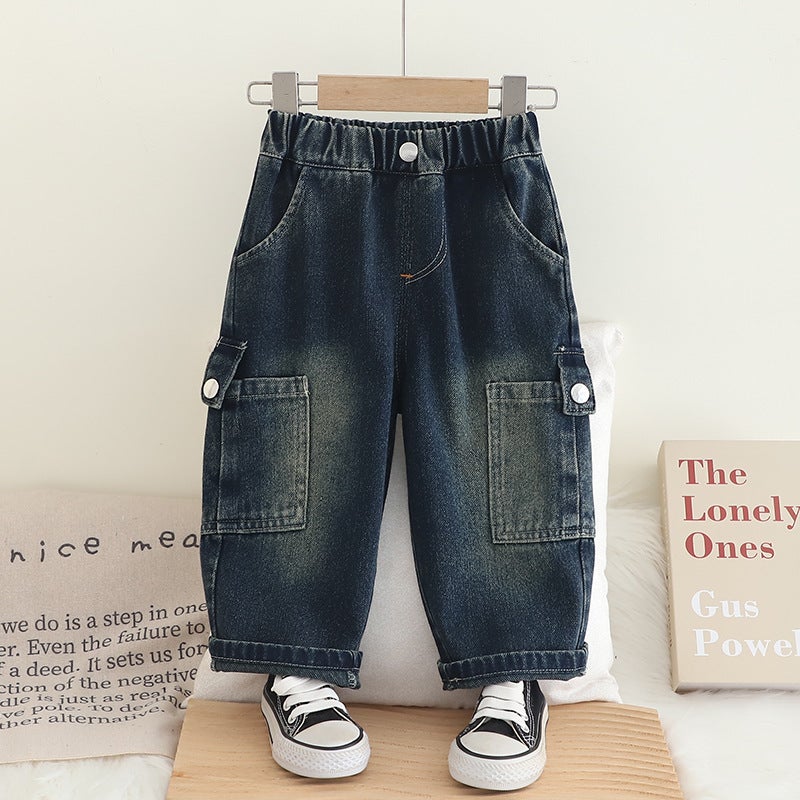 Baby Big Pocket Foxwear Jeans 2025 New Little Boy Handsome Loose Pants Children'S Pants - Image 4