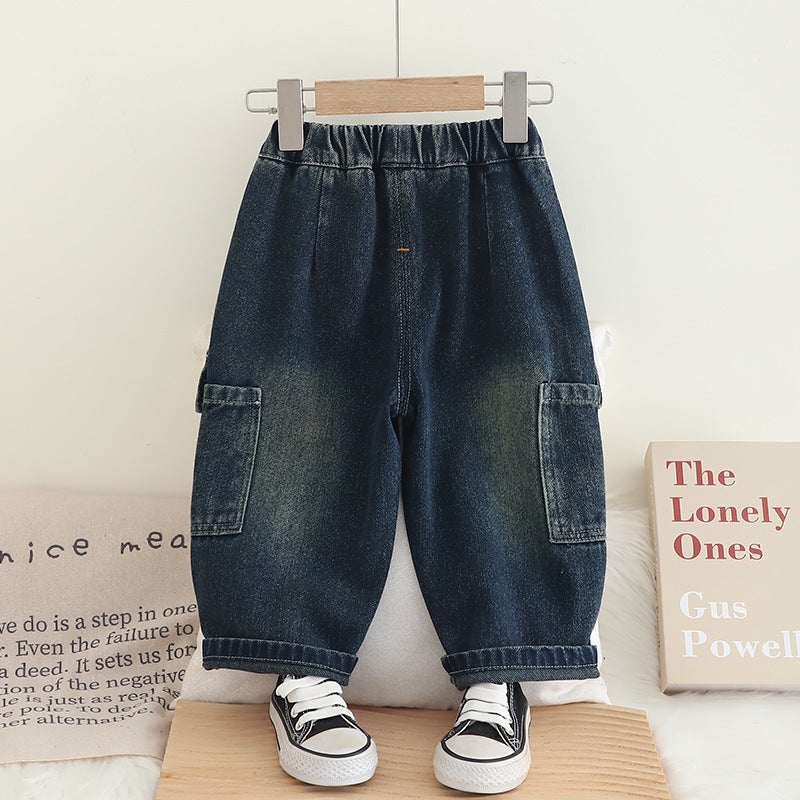 Baby Big Pocket Foxwear Jeans 2025 New Little Boy Handsome Loose Pants Children'S Pants - Image 5