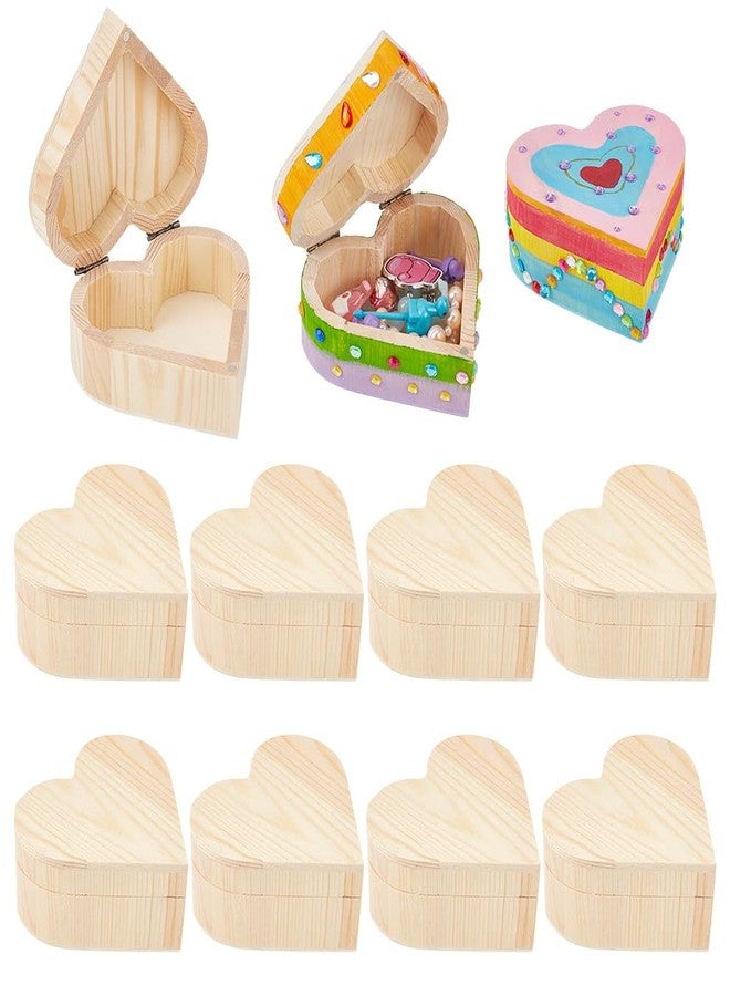 UNICRAFTALE 12Pcs Unfinished Wood Heart Box Unpainted DIY Storage Box Wooden Boxs with Hinged Lid Love Gift Boxs for DIY Valentine'S Day Crafting Making 3.58"x3.86"x1.77" - Image 1