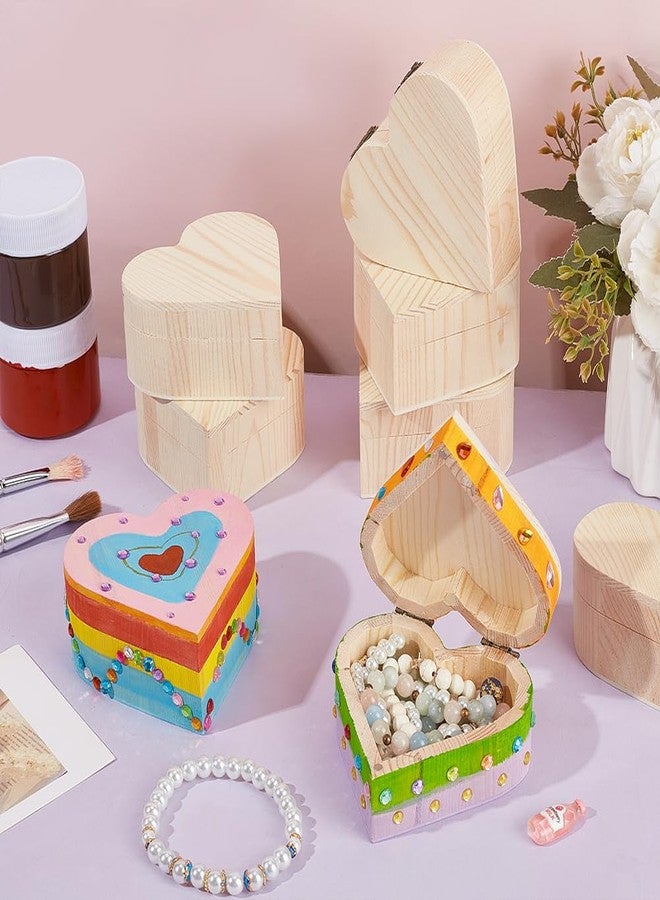 UNICRAFTALE 12Pcs Unfinished Wood Heart Box Unpainted DIY Storage Box Wooden Boxs with Hinged Lid Love Gift Boxs for DIY Valentine'S Day Crafting Making 3.58"x3.86"x1.77" - Image 2