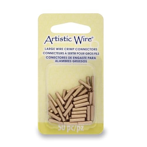 Artistic Wire Large Gauge Crimp Tubes, Brass Color, for 14 ga Wire, ID 2.0 mm / .078 in, 50 pc - Image 1