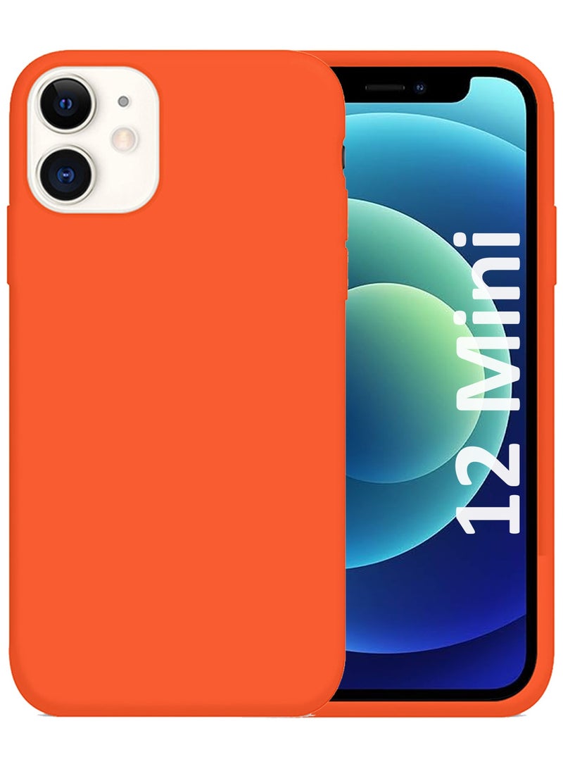 CATANES Protective Soft Silicone Case Cover for iPhone 12 mini - Orange - Image 1