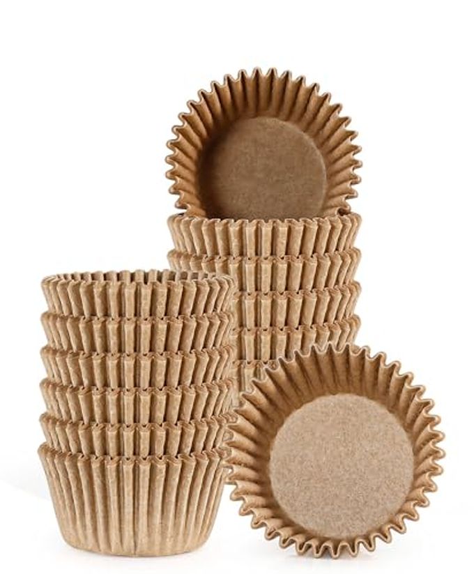 [300Pcs] Caperci Odorless Mini Cupcake Liners for Baking - Greaseproof Paper Muffin Baking Cups for Wedding Birthday Party Baby Shower Festivals (Natural)