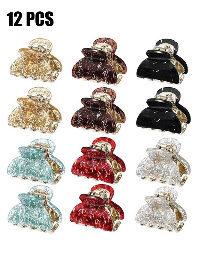 اتش واي 12 قطعة مقاطع مخلب الشعر الصغيرة للنساء الفتيات 1.5 بوصة لطيف مقاطع الشعر بلينغ الترتر مقاطع الفك للشعر الرقيق الكثيف عدم الانزلاق عقد قوي مشابك الشعر (الترتر الطويل) - Image 1