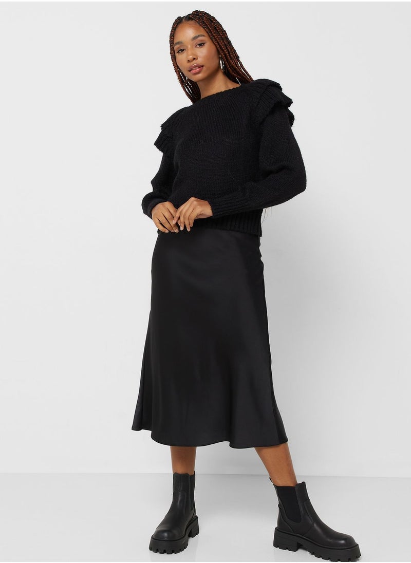 ONLY - Ruffle Sleeve Knitted Sweater - Image 1