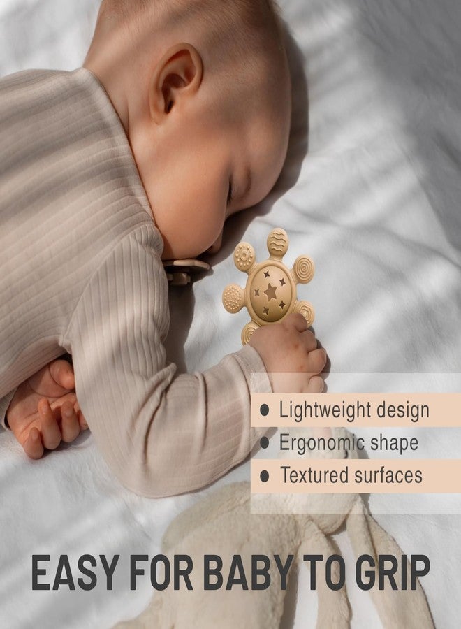 Nestlooms Silicone Baby Rattle Teether, BPA-Free, Food-Grade Teething Toy with Soft Multi-Texture Surface, Easy-Grip Rattle for Gum Relief & Early Development,for Infants & Toddlers (StarPetal Brown) - Image 3