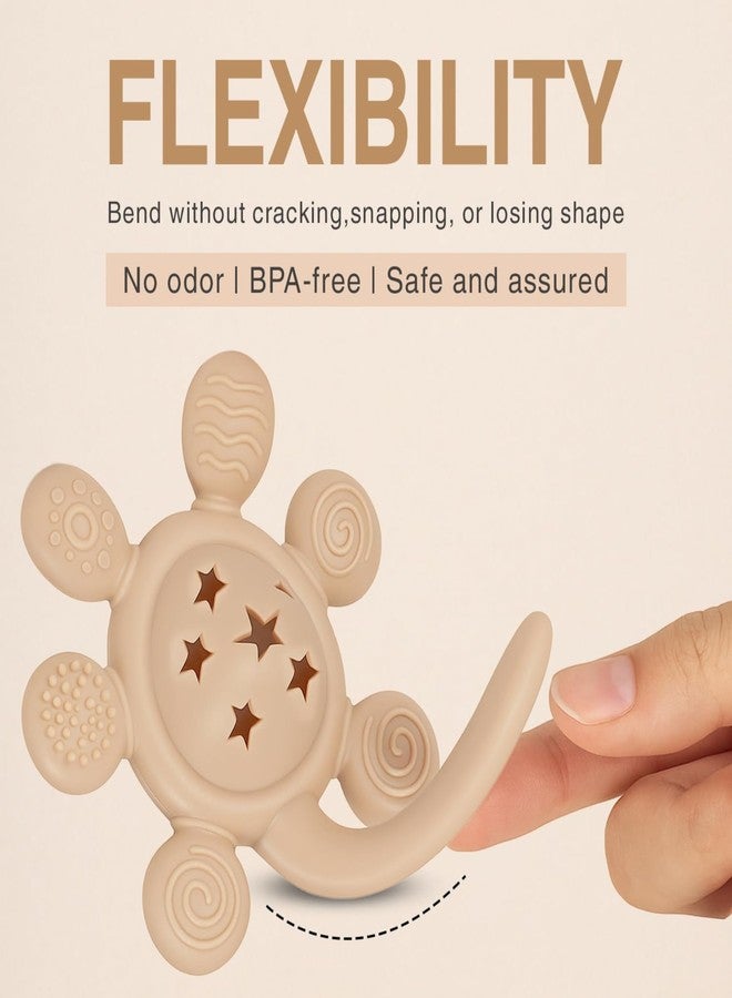 Nestlooms Silicone Baby Rattle Teether, BPA-Free, Food-Grade Teething Toy with Soft Multi-Texture Surface, Easy-Grip Rattle for Gum Relief & Early Development,for Infants & Toddlers (StarPetal Brown) - Image 5