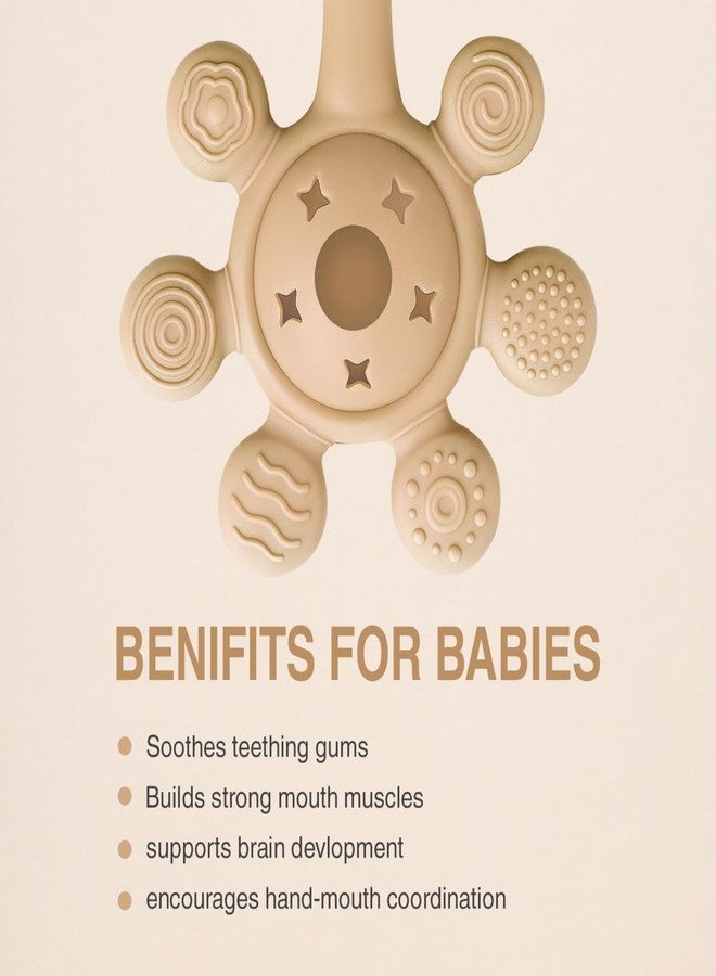 Nestlooms Silicone Baby Rattle Teether, BPA-Free, Food-Grade Teething Toy with Soft Multi-Texture Surface, Easy-Grip Rattle for Gum Relief & Early Development,for Infants & Toddlers (StarPetal Brown) - Image 4