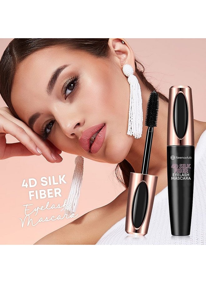 Neenoxtub - Neenoxtub 4D Silk Fiber Lash Mascara, Lengthening and Thick, Long Lasting, Waterproof & Smudge-Proof, Hypoallergenic Formula 2 Pack Black - Image 1