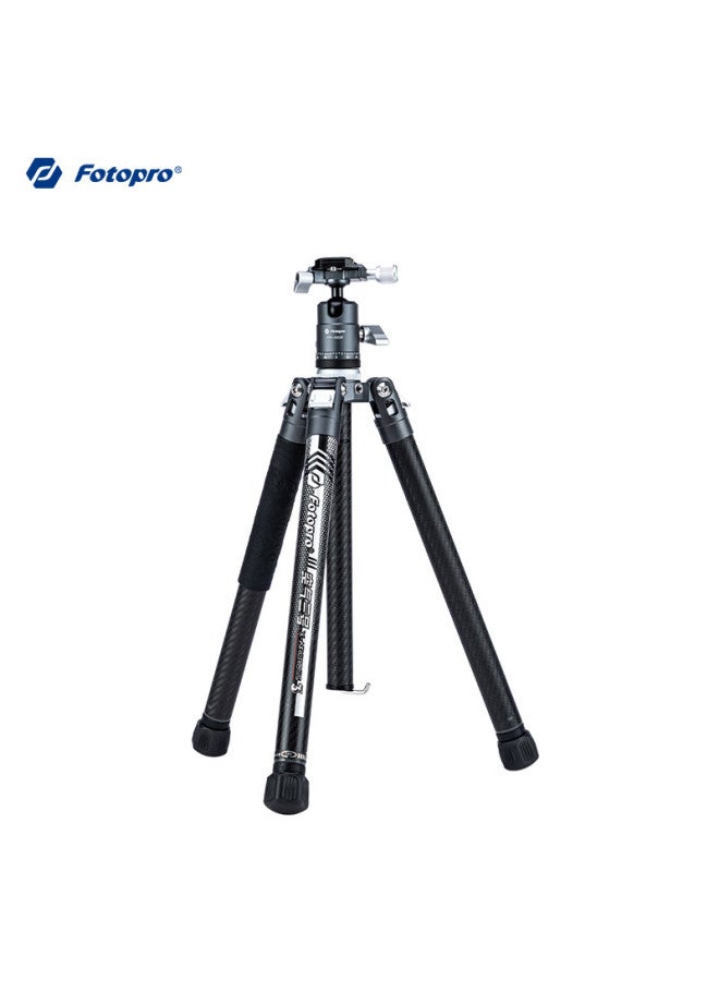 Fotopro رأس كرة بانورامي مزدوج Fotopro Air 3 من ألياف الكربون، حامل كاميرا بدون مرآة للتصوير الفوتوغرافي والفيديو، رمادي كربوني أصلي، الوزن/0.9 كجم، مشبك هاتف - Image 1