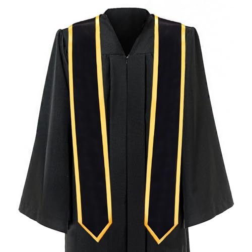 Lawei 4 Pieces 72 Inch Unisex Graduation Stole, Adult Plain Graduation Sash Honor Classic End With Trim for Academic Commencements, 2024 Personalized Graduation Sash Gift, Black - Image 3