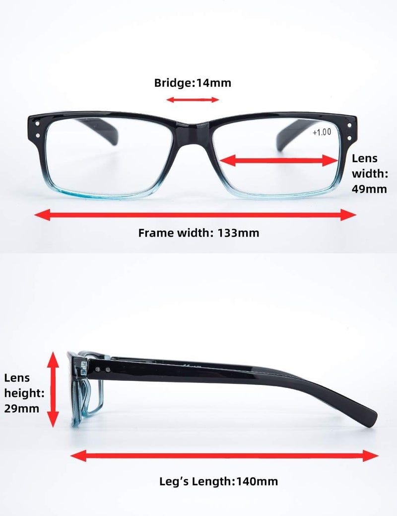 LANLANG 3-Pack Reading Glasses for Men,Spring Hinge,3 Colors,Clear Lens,L-L007 - Image 4