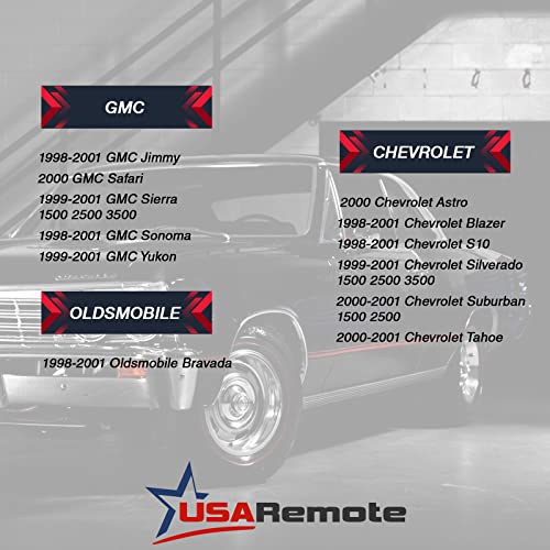 USARemote بديل لجهاز التحكم عن بعد بدون مفتاح 3 أزرار لشيفروليه GMC 1998-2002 رقم القطعة: 15732803 KOBUT1BT - Image 4