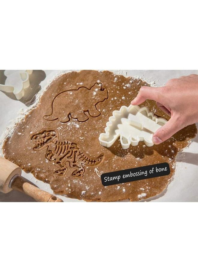 yongsheng Jurassic Dinosaur Cookie Cutters and Skeleton Stampers T-Rex Stegosaurus Triceratops Fossil Cookie Cutters Set (Pack of 6)  - Image 4