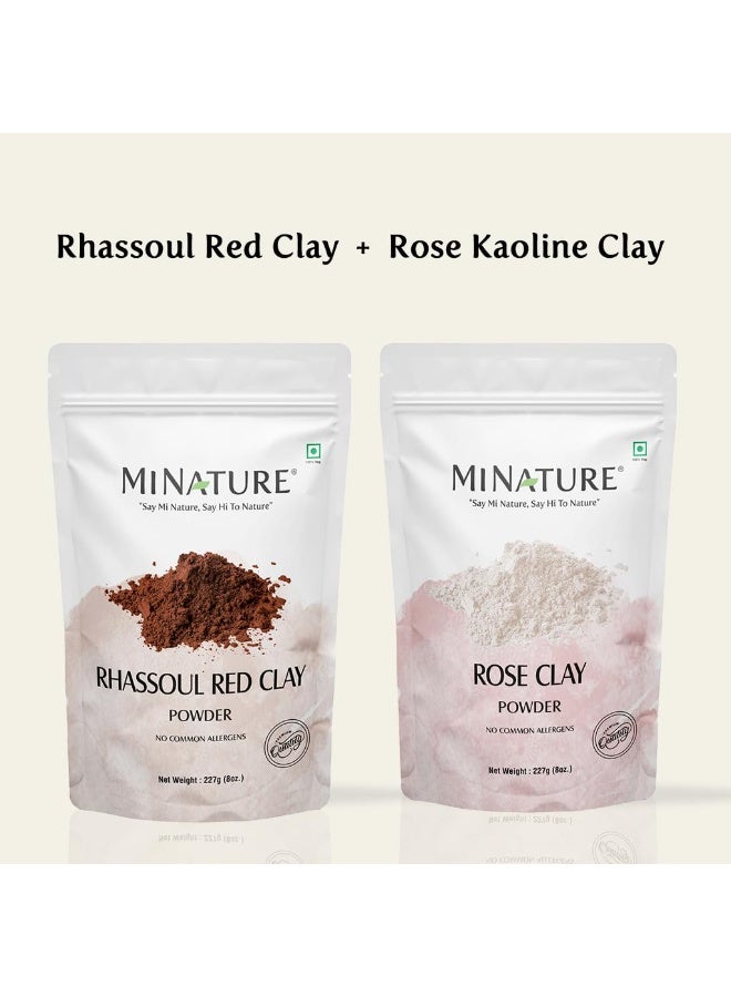 mi nature combo of Rose and Rhassoul Red Clay| Deep Cleansing, Even Skin Tone, Detox & Brightening | All Natural Ingredients | 227g *2 - Image 2