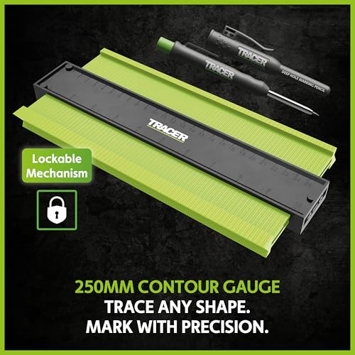 TRACER Contour Gauge 250mm 10 Precise Marking Gauge with TRACER Deep Hole Construction Pencil Gauge and Carpenters Pencil Set - Image 3